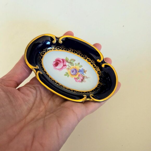 Graf von Henneberg Porzellan Echt Kobalt Made in Germany small dish ashtray - Picture 2 of 5